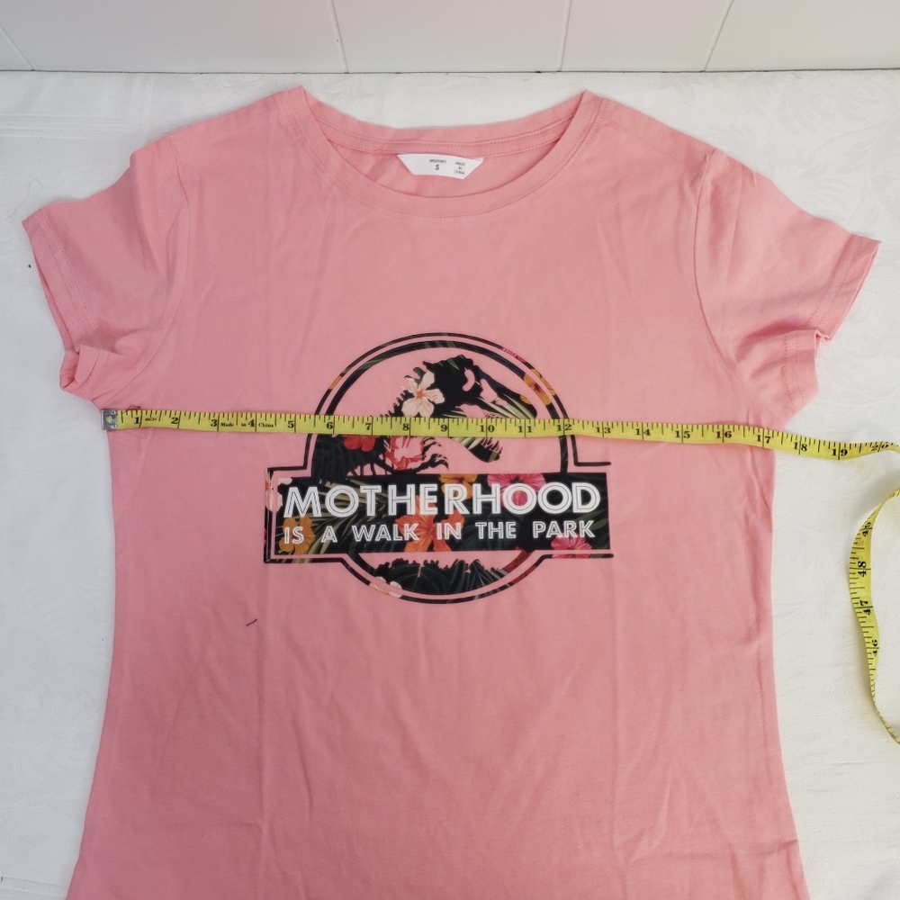 Dinosaur Printed Motherhood is a walk in the park Graphic Tee Size Small - Picture 3 of 7